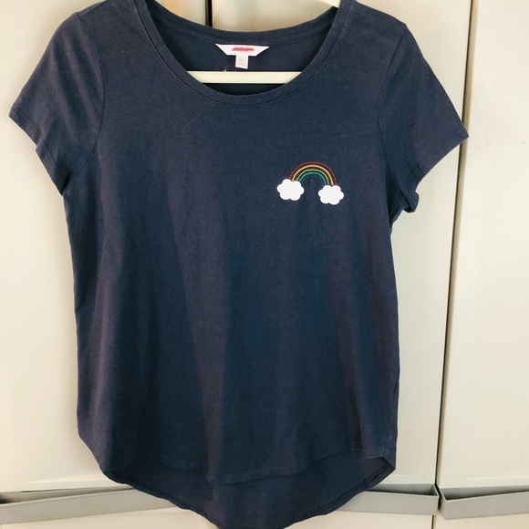 LC Lauren Conrad Tops - LC Lauren Condrad dark blue rainbow 🌈 short sleeve womens shirt size Medium